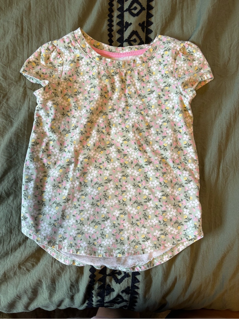 Cat & Jack Floral Short Sleeve Tee - Pink, Green, White